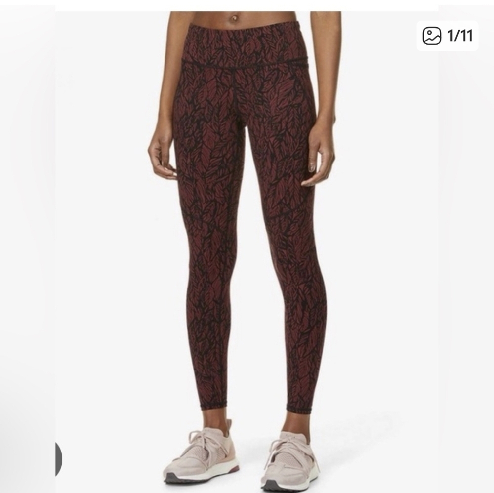 Sweaty Betty Power 7/8 Red Fig Leaf Leggings Size Small